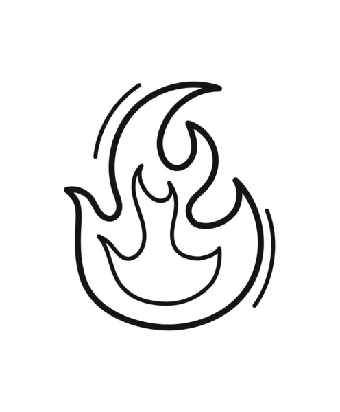 Burning Fire Flame Doodle Icon Flat Isolated — Stock Vector
