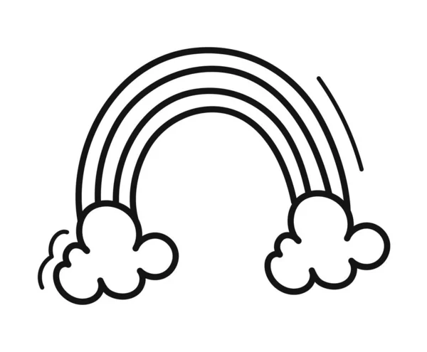 Rainbow Doodle Icon Flat Isolated — Stock Vector