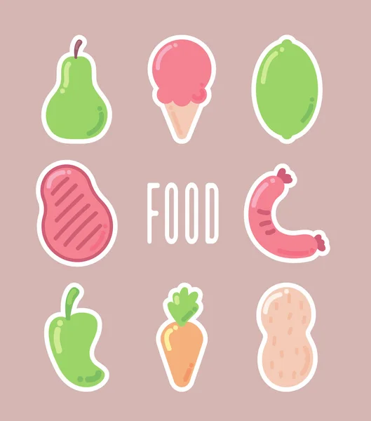 Set Food Flat Design — Stock vektor