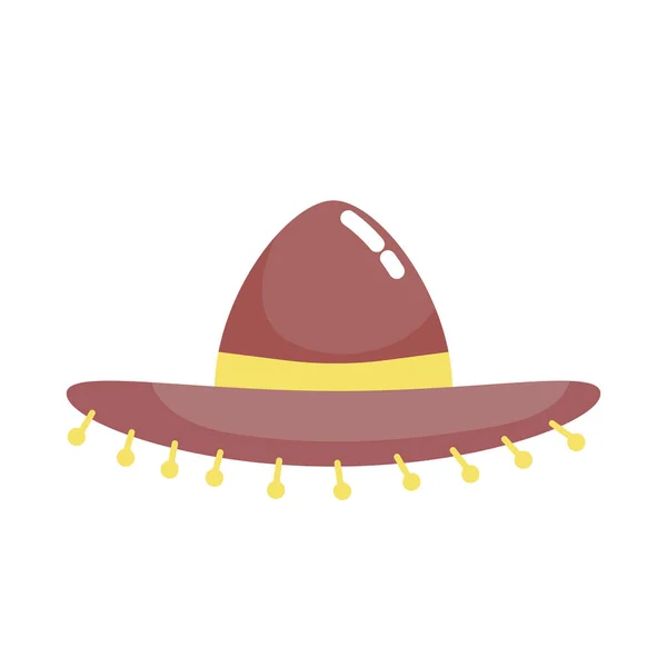 Chapeau Mexicain Icône Traditionnelle Plat Isolé — Image vectorielle