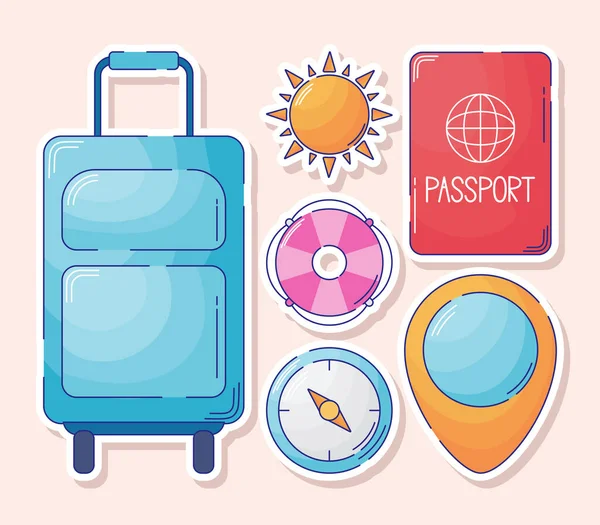 Stickers Trip Travel Icons — Stock Vector