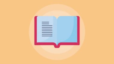 red textbook open library animation ,4k video animated