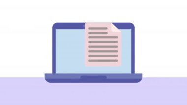 laptop with document device animation ,4k video animated