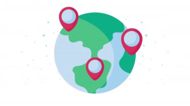 Yerleşim lobutları olan dünya gezegeni, 4k video animasyonu