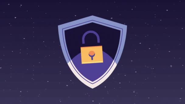 Cyber Security Technology Padlock Video Animated — Stok Video