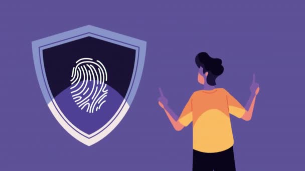 Cyber Security Technology Fingerprint Video Animated — Stok video
