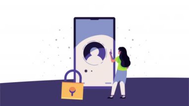 akıllı telefon animasyonlu siber güvenlik teknolojisi, 4k video animasyonu