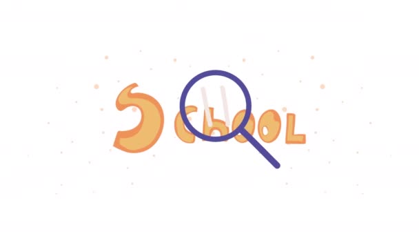 School Lettering Magnifying Glass Animation Video Animated — Stok video
