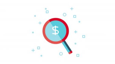 dollar symbol in magnifying glass animation ,4k video animated