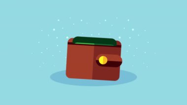 Cüzdan animasyonunda dolar banknotları, 4k video animasyonu