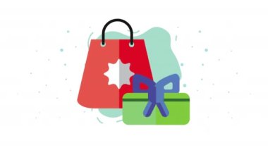 Alışveriş çantası ve hediye animasyonu, 4k video animasyonu