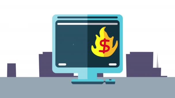 Desktop Dollar Fire Animation Video Animated — Vídeos de Stock
