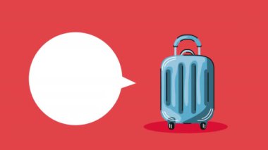 Seyahat bavulu ve konuşma balonu animasyonu, 4k video animasyonu