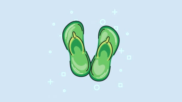 Flip Flops Green Footwear Animation Video Animated — 비디오