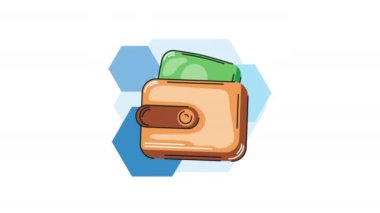 Cüzdanı fatura dolar animasyonu, 4k video animasyonu