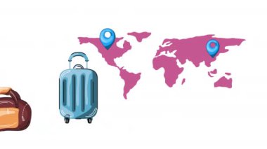 world planet earth travel vacations animation ,4k video animated