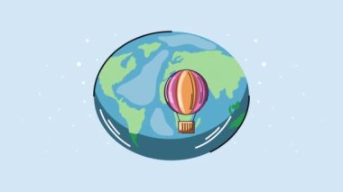 world planet earth travel vacations animation ,4k video animated