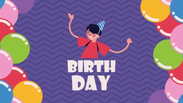 Happy Birthday Boy Celebrating Character Video Animated — Video