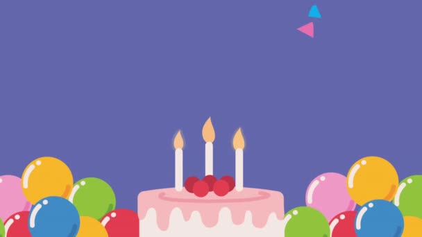 Zadowolony Urodziny Balony Helu Animacja Wideo Animowane — Wideo stockowe