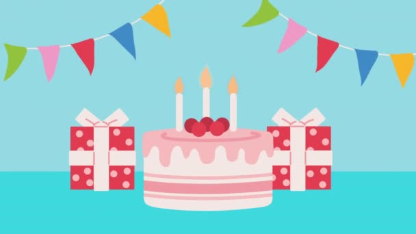 Happy Birthday Oslava Dort Animace Video Animované — Stock video