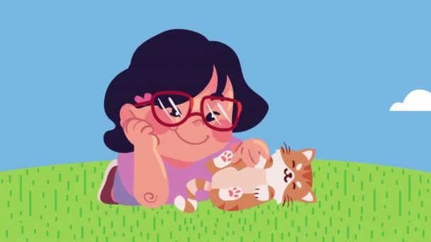 Girl Little Cat Mascot Animation Video Animated — Video