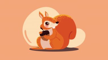 chipmunk animal in autumn season animation ,4k video animated