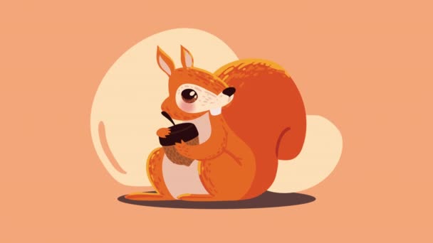 Chipmunk Animal Autumn Season Animation Video Animated — Vídeo de Stock