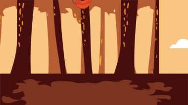 autumn season landscape animation ,4k video animated