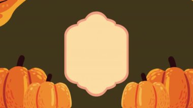 Balkabaklarıyla sonbahar sezonu çerçevesi, 4k video animasyonu