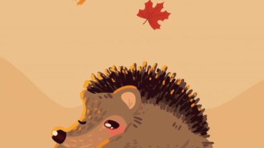 purcopine animal in autumn season ,4k video animated