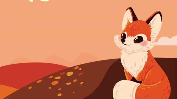 Fox Animal Autumn Animation Video Animated — Stock Video
