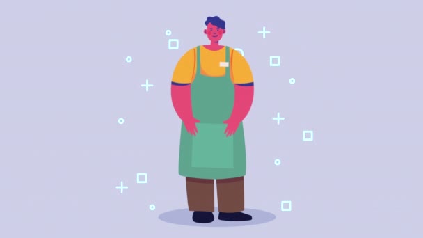 Butcher Worker Professional Character Animation Video Animated — 图库视频影像