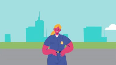 Polis çalışanı profesyonel karakter animasyonu, 4k video animasyonu