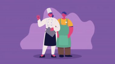 chef and butcher characters animation ,4k video animated