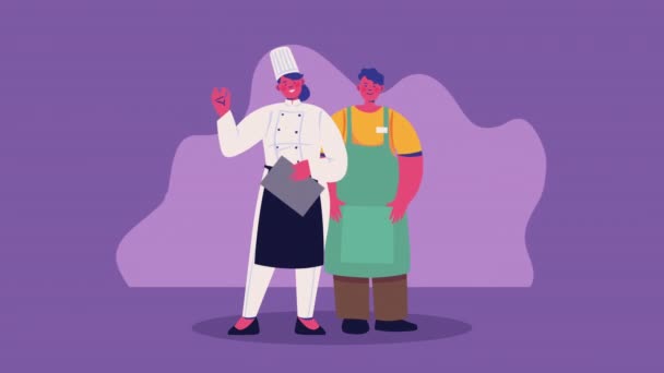 Chef Butcher Characters Animation Video Animated — Stockvideo