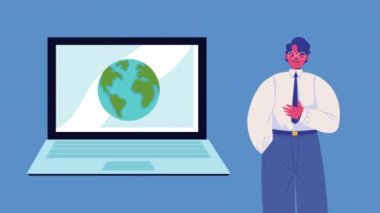businessman worker professional animation ,4k video animated