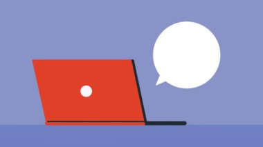 laptop with speech bubble animation ,4k video animated
