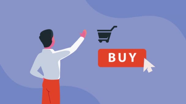 Buy Button Ecommerce Market Animation Video Animated — 图库视频影像