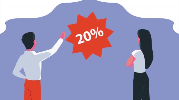 Couple Buyers Percent Tag Video Animated — 비디오