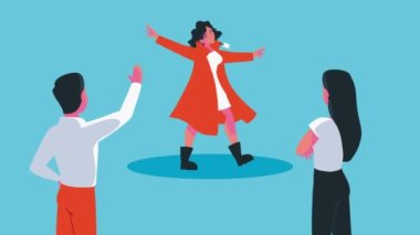 grup genç karakter, 4k video animasyonu