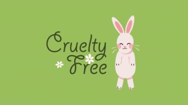 cruelty free lettering with rabbit animation ,4k video animated