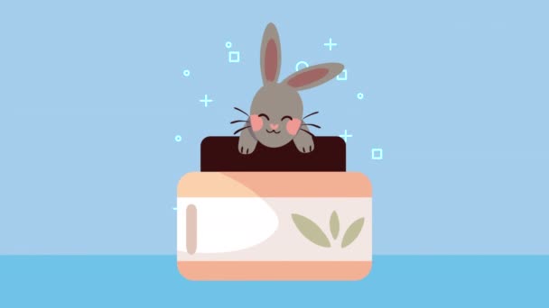 Rabbit Cream Pot Cruelty Free Animation Video Animated — Stock video