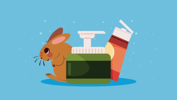 Rabbit Cosmetics Cruelty Free Animation Video Animated — Αρχείο Βίντεο