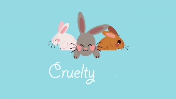 Cruelty Free Lettering Rabbits Video Animated — Stock video