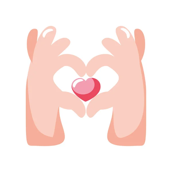 Руки Роблять Значок Любові Серця Ізольовані — стоковий вектор