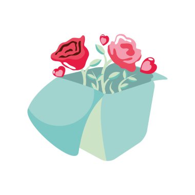 Aşk çiçekleri ikonu izole edilmiş hediye