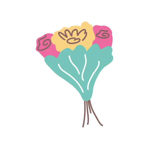 Strauß Blumen Doodle Isolierte Ikone — Stockvektor