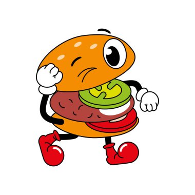 Hamburger geleneksel çizgi film simgesi izole