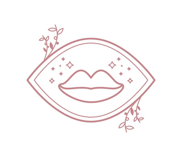 Female Lips Beauty Badge Style — Vector de stock