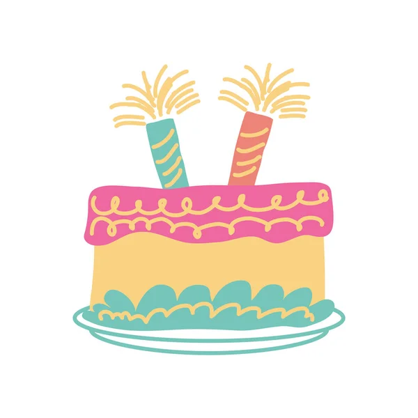 Birthday Cake Party Doodle Isolated Icon — стоковый вектор